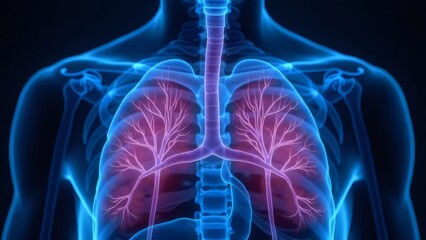 Blue Human Torso With Pink Lungs Illustration