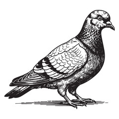 vintage pigeon bird engraving vector style