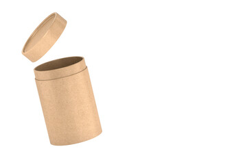 Kraft paper tube on white background. Isolated 3D illustration