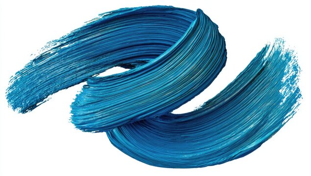 Vibrant teal paint stroke swirling in a double U shape against a white background