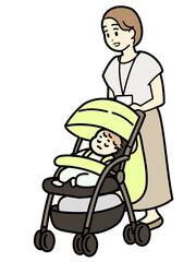 ベビーカーを押す女性