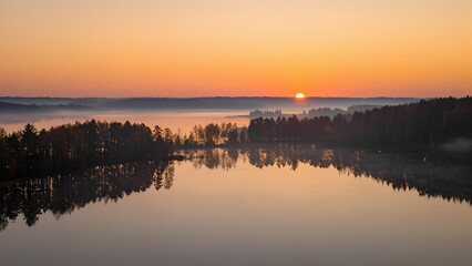 Fototapeta premium sunset over lake