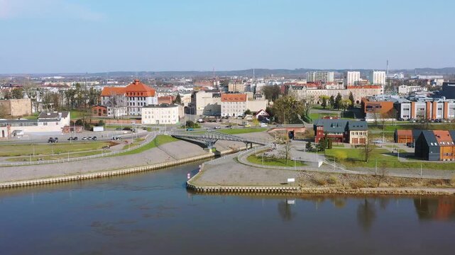 Beautiful architecture of the Granaries in Grudziadz by the Wisla river, Poland.