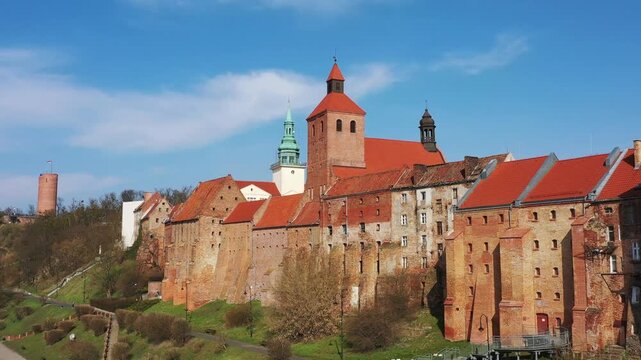 Beautiful architecture of the Granaries in Grudziadz by the Wisla river, Poland.