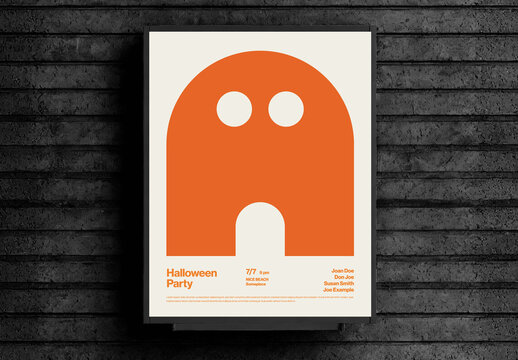 Halloween Party Poster Template Bauhaus Style Ghost Illustration