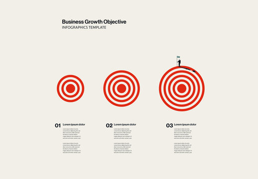 Business Growth Objective Infographic Template with Astronaut Illustration