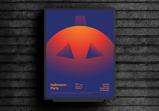 Halloween Party Poster Template with Giant Pumpkin in Background
