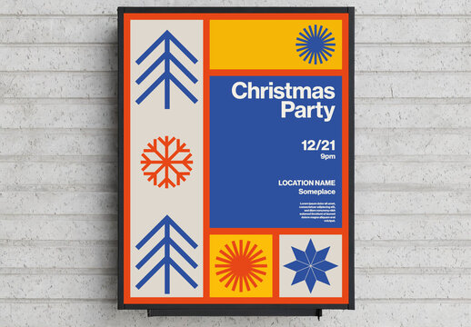 Christmas Party Poster Template with Geometric shapes