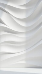 Fototapeta premium Abstract white studio backdrop with subtle organic curves and a soft, diffused light creating gentle shadows