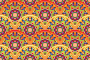 abstract floral seamless damask pattern motif suitable for wallpaper, blanket, textile, tile, cloth, curtain and fabric design isolated illustration vector archive EPS file.