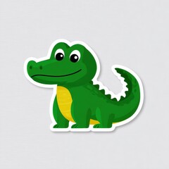 Obraz premium Vibrant Green Dinosaur Sticker with Bright Yellow Tail Set Against a Simple Background Perfect for Children and Fun Decor in Playful Environments