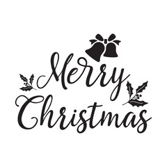 Typography of Merry Christmas text Lettering design card template. Lettering of Merry Chrismas calligraphy Hand drawn. Holiday Greeting Gift Poster. Calligraphy with tree vector illustration