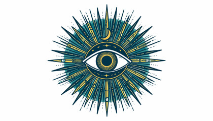 Esoteric Sunburst Eye Illustration