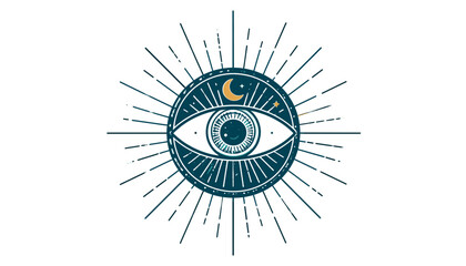 Mystical All Seeing Eye with Rays Illustration