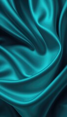 Fototapeta premium Elegant turquoise silk fabric with soft folds and subtle sheen creating a luxurious and smooth textured abstract background
