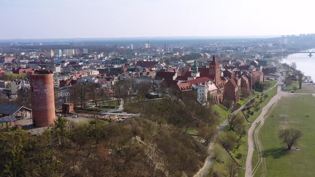 Beautiful architecture of the Granaries in Grudziadz by the Wisla river, Poland.
