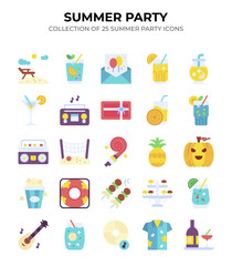Summer Party Icons. A vibrant collection of 25 fun summer party icons