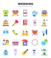 Wedding Icons Pack. Flat icons set. Flat icon collection set.