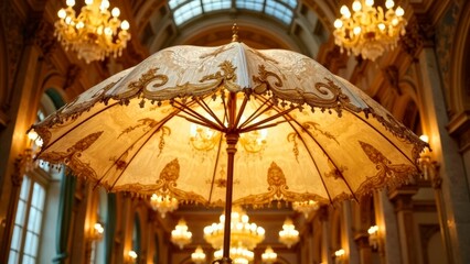 Obraz premium Art Exhibition of Golden Umbrella