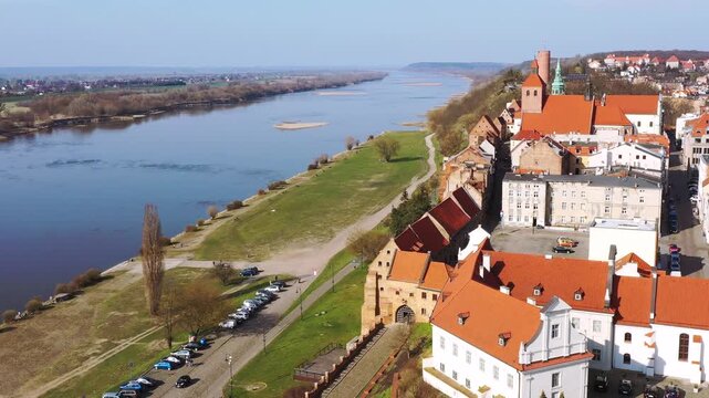 Beautiful architecture of the Granaries in Grudziadz by the Wisla river, Poland.