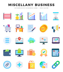 Miscellany Business Flat icons. Vector Flat illustration.