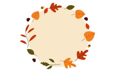 grafica, sfondo, autunno, foglie secche,, cerchio