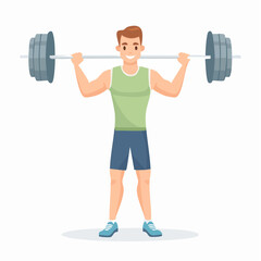 Healthy Lifestyle Smiling Man Lifting a Barbell for Strength and Fitness Training