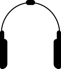 Headphone headset earphone icon in black flat style, audio music listening device symbol, call center customer support mic pack, modern minimal outline design