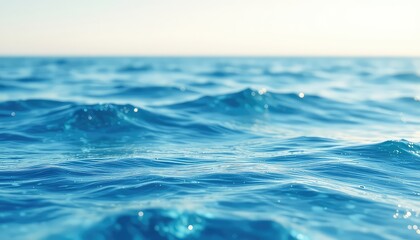 Gentle ripples on the expanse of the sea create a serene and calming vista under a bright sky, offering a tranquil escape