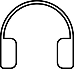 Headphone headset earphone icon in black line style, audio music listening device symbol, call center customer support mic pack, modern minimal outline design