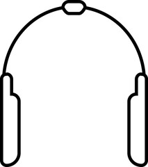 Headphone headset earphone icon in black line style, audio music listening device symbol, call center customer support mic pack, modern minimal outline design