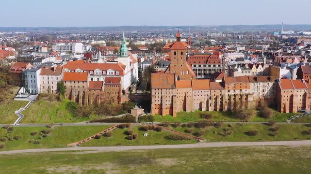 Beautiful architecture of the Granaries in Grudziadz by the Wisla river, Poland.