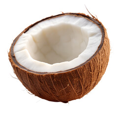Coconut half isolated on transparent background