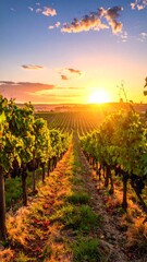 Naklejka premium Vineyard at sunset (7)