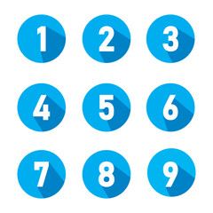 Set of numbers . Number circles set1 to 10 . Set of Round 1-10 numbers icon for education . colorful, sky Vector illustration 