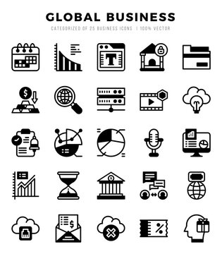 icons set. Global Business for web. app. vector illustration.
