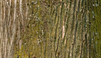 Obraz premium rough oak tree bark with moss and lichen textures in natural daylight closeup ideal for earthy wallpaper or editorial background