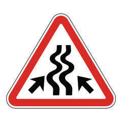 Scalable vector illustration of a winding road warning sign for road safety and traffic control silhouette vector illustration white background