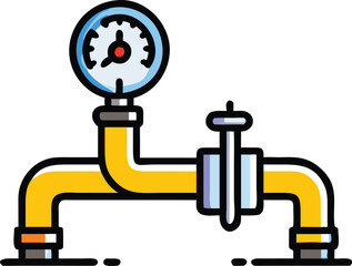Water meter icon illustrated in vector format, showing a circular design with measurement indicators and a moving needle.