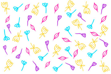 seamless pattern with flowers, leaves background 