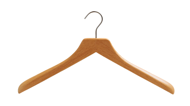 Light brown wooden hanger with a metal hook