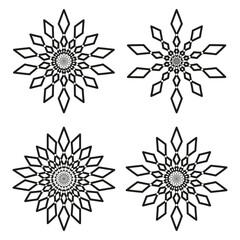 Obraz premium Abstract star patterns. Symmetrical Vector shapes. Monochrome floral ornament. Decorative line art.