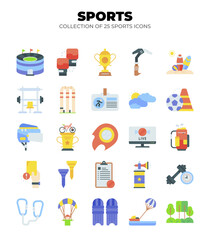 Collection of 25 Sport Icons. Flat Design