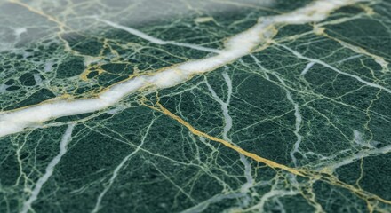 Green Marble Texture with White and Gold Veins.