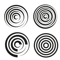 Abstract spiral patterns. Concentric circle shapes. Geometric motion Vector. Clean line illustration.