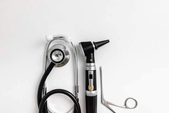 Collection of vital instruments utilized in a hearing clinic highlights the professionalism and care in audiology. Hearing health concept