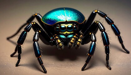 Close-up of a colorful jumping spider