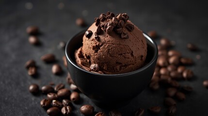 Gourmet Dark Chocolate Coffee Ice Cream Close-Up