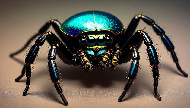 Close-up of a colorful jumping spider - Powered by Adobe