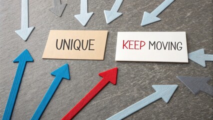 Dynamic Motivation Concept with Arrows and Encouraging Messages